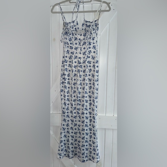 White and Floral Blue Maxi Dress - Picture 2 of 2